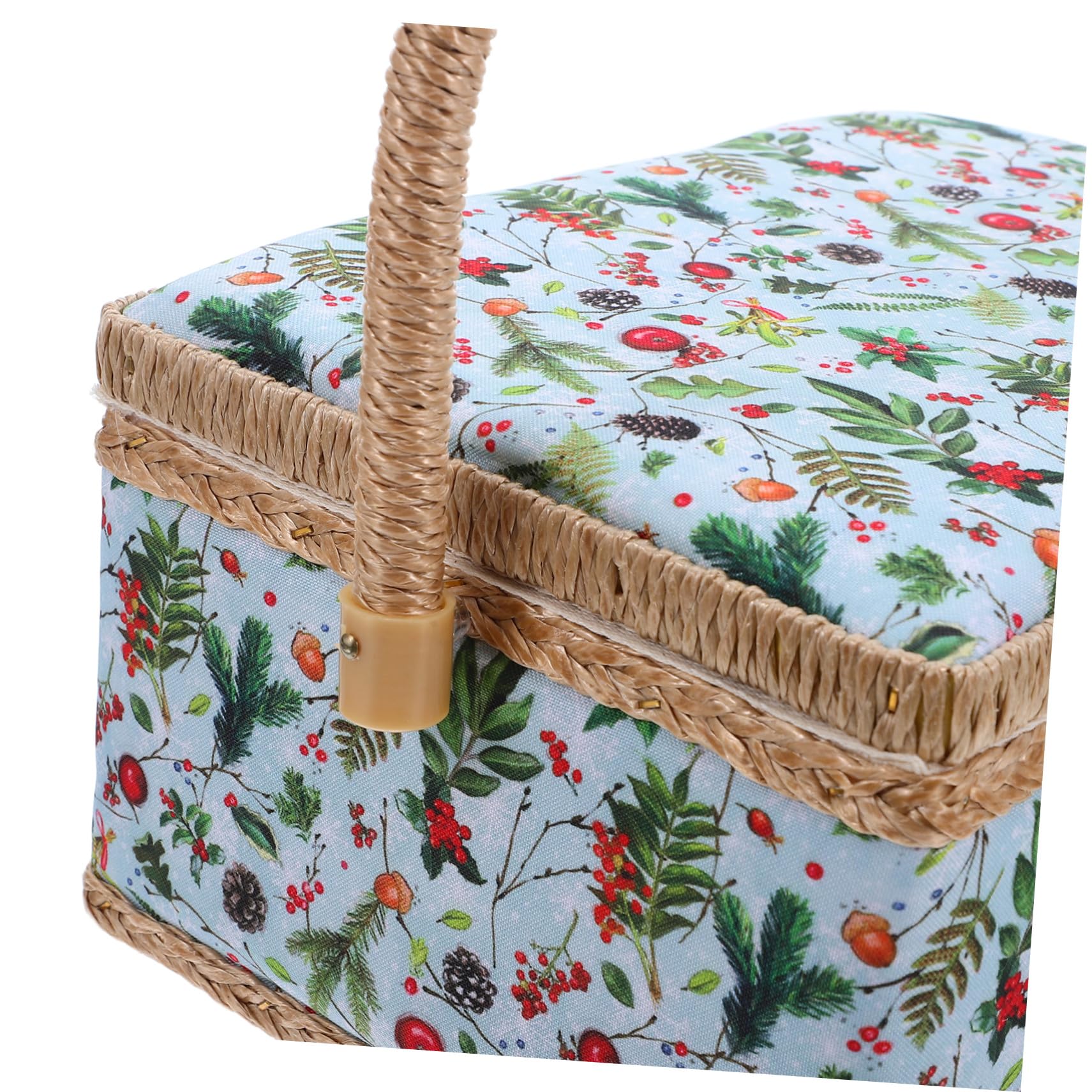HOMSFOU Cestino da Cucito Organizer in Tessuto Cestino Organizer per Accessori da Cucito Grande capacità Maniglia Design Portatile per Uso Domestico Viaggio Organizzazione Efficiente