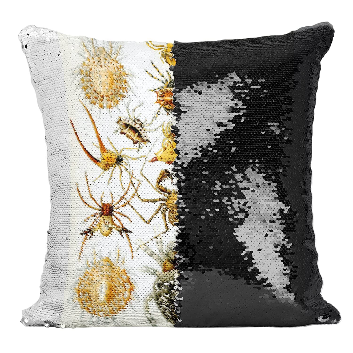 Coussin avec housse sequin araignée pour salon cabinet de curiosités
