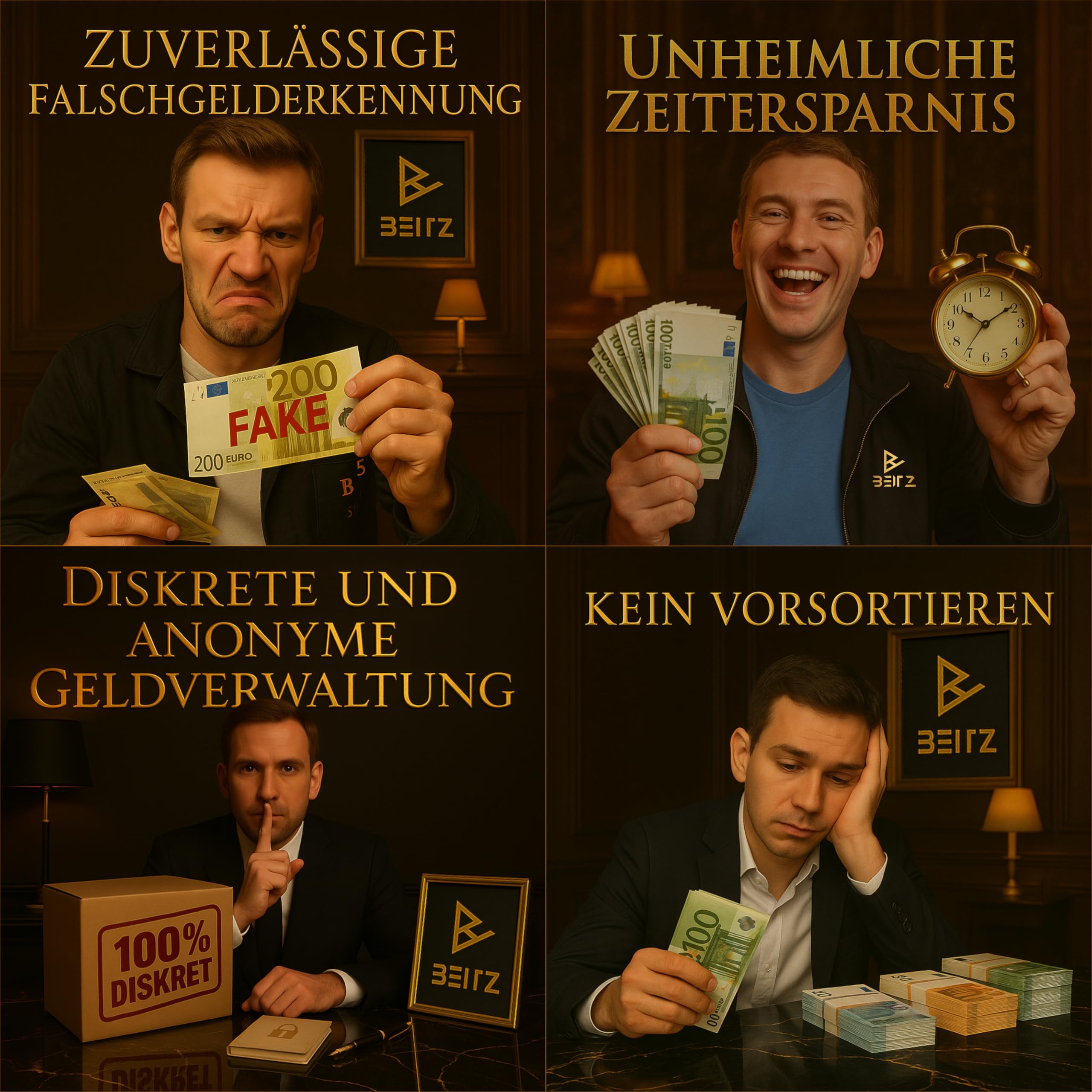 BEITZ BS-950A | NEUHEIT 2025 | Geldzählmaschine mit 2-Taschen-System | EZB-getestet | Wertzähler & Falschgeldprüfer (9-fach) | Banknotenzähler mit 2CIS-Technologie | Touch-Display | Updatefähig