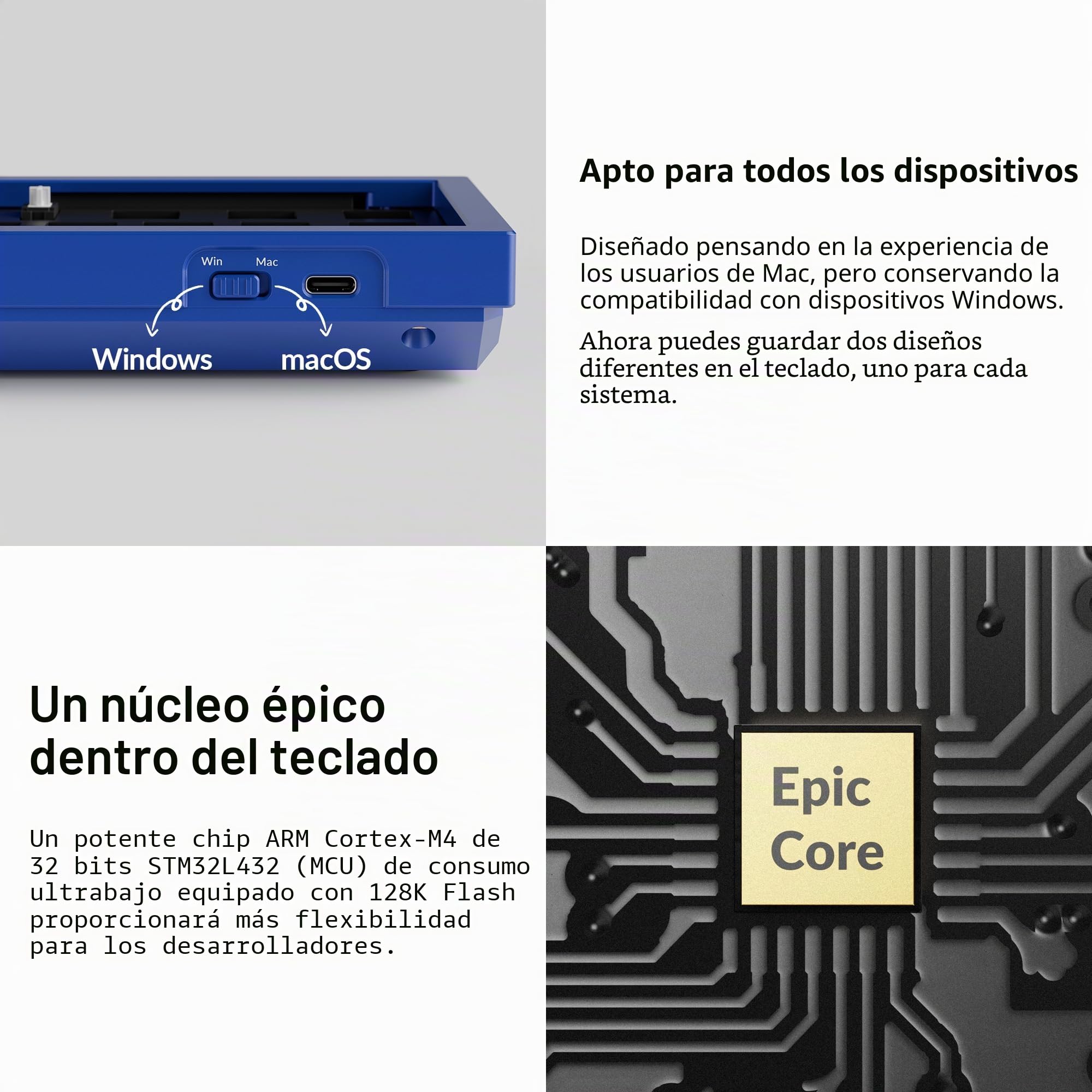 Keychron Q9 Kit de Teclado Mecánico Barebone, Diseño ISO 40%, Programable con QMK/Via, Cuerpo de Aluminio CNC, RGB, Compatible con Interruptores MX de 3 y 5 Pines, para Windows y macOS, Azul