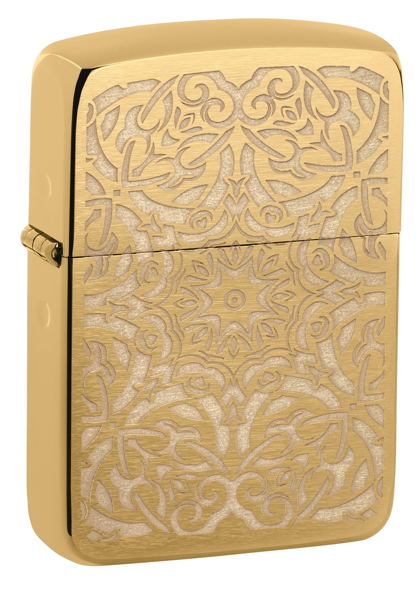 Zippo Windproof Lighter, Ornamental Design – Brushed Brass, Lustre – Refillable, Reusable, Windproof Design – Comes in Gift Box – Made in USA