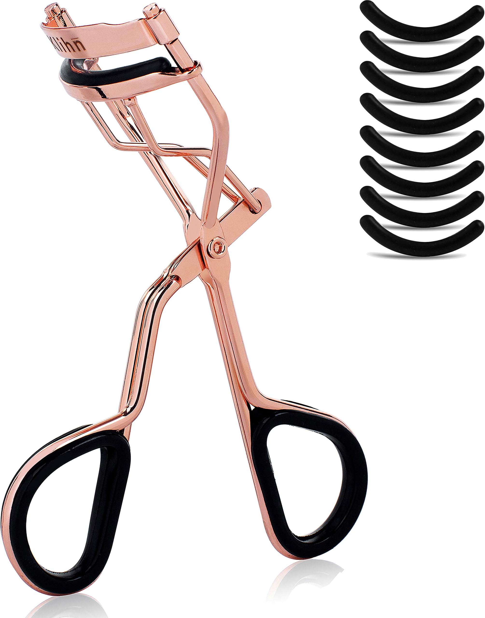 KLIHN - Exclusive Eyelash Curler Rose gold lash curler incl. 5 extra replacement rubber pads- the make-up tool for perfectly curved eyelashes made of high-quality carbon steel