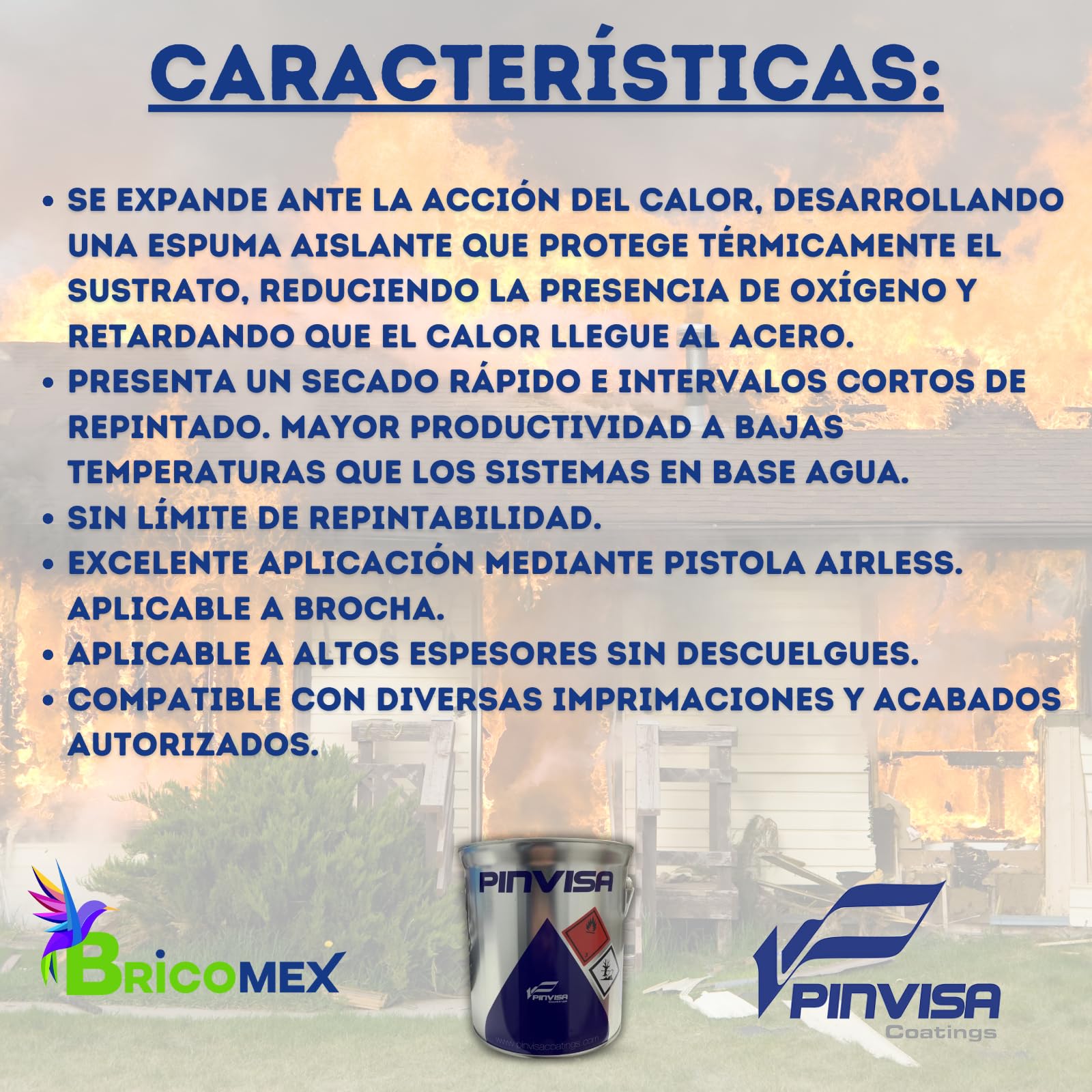 Pintura Intumescente Contra Incendios Resistente al Fuego RF30, RF60, RF90, RF120 MATE (4 Litros)