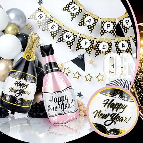 Miniatura 3 de Deekin 24 globos de aluminio para botella de champán de Año Nuevo, globos de helio de Año Nuevo, suministros de fiesta de Año Nuevo, decoraciones de