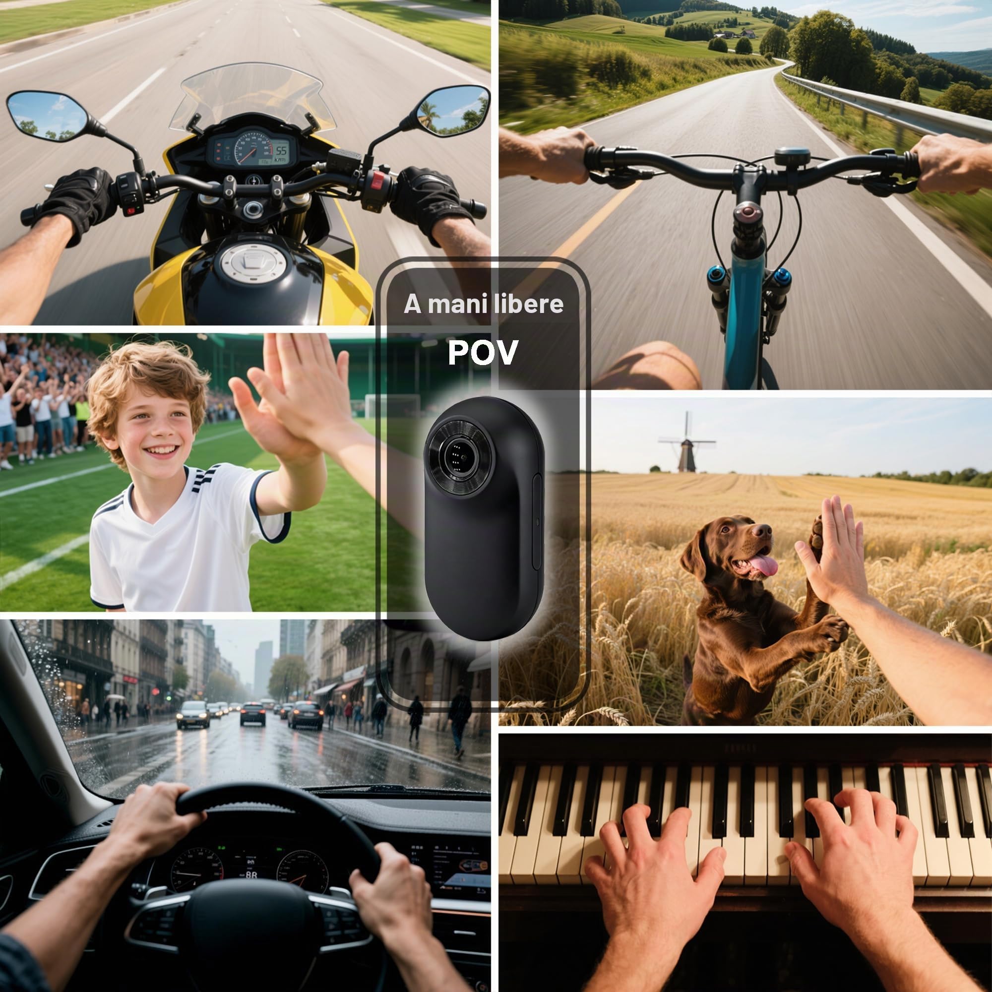 Body Cam, Action Cam Compatta con Microfono, POV Camera 32GB Incluse, Bodycam Fissaggio Magnetico, per Casco Moto, Bici, Sport Estremi e Vlogging (Nero)