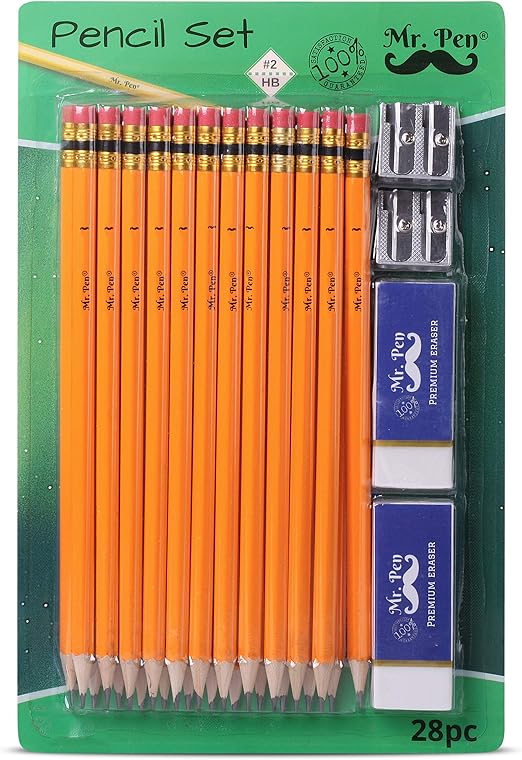 Mr. Pen Pencils with Sharpener and Eraser, 24 Pencils, 2