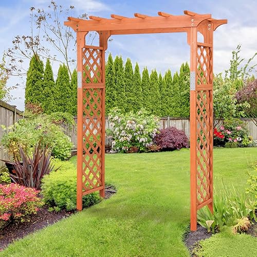 Miniatura 3 de Giantex Cenador de jardín de madera de 88 pulgadas, arco de boda para patio al aire libre, boda, fiesta de novia, graduación, cenador de pérgola