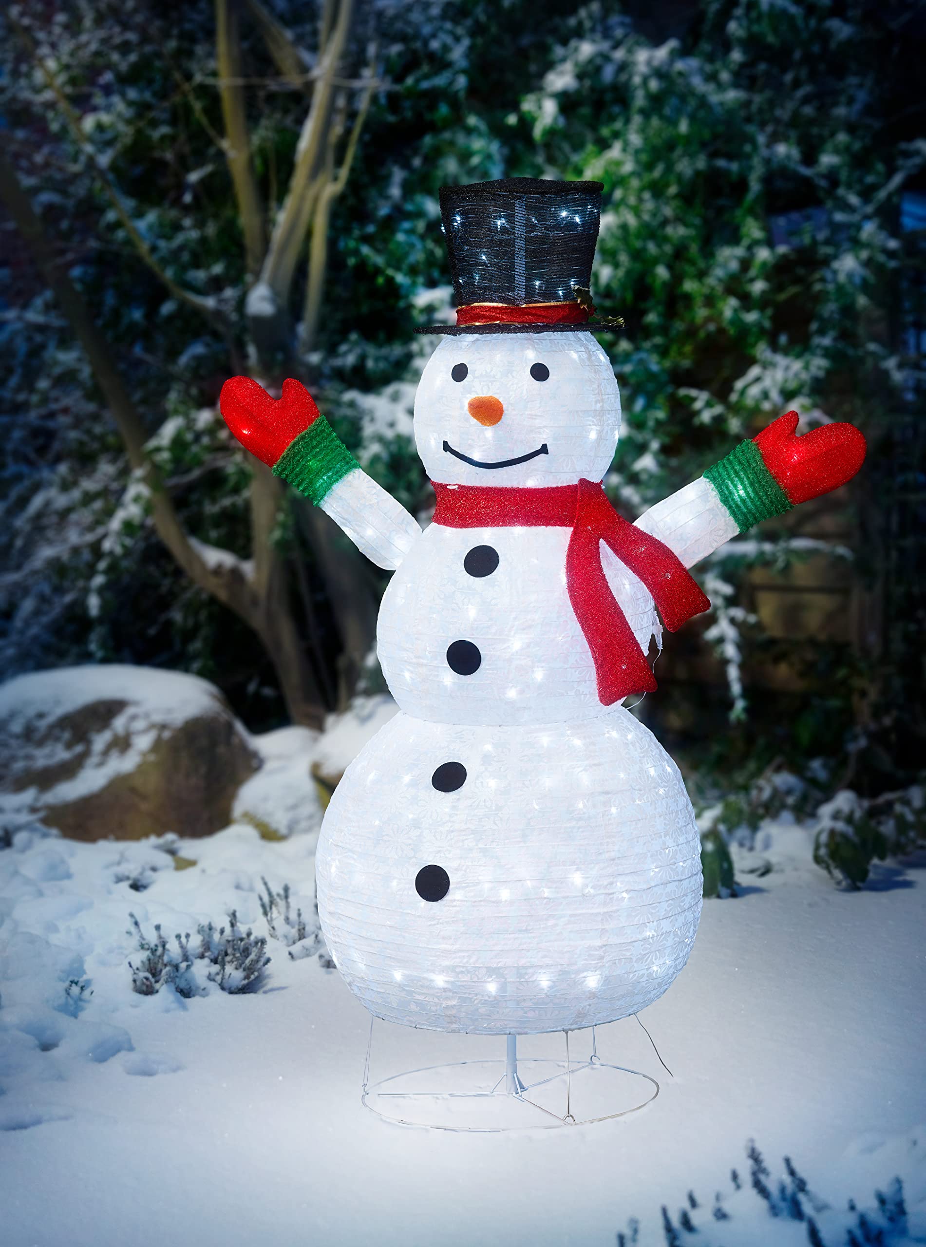 GOPLUS 123 cm Bonhomme de Neige Lumineux avec Main Odulant, Arbre de GOPLUS 123 cm Bonhomme de Neige Lumineux avec Main Odulant, Arbre de