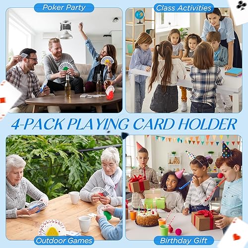 Miniatura 6 de 4 portatarjetas para niños, bandeja de plástico para adultos, bandeja de póquer gratis para niños, juego de actividades para tarjetas familiares de