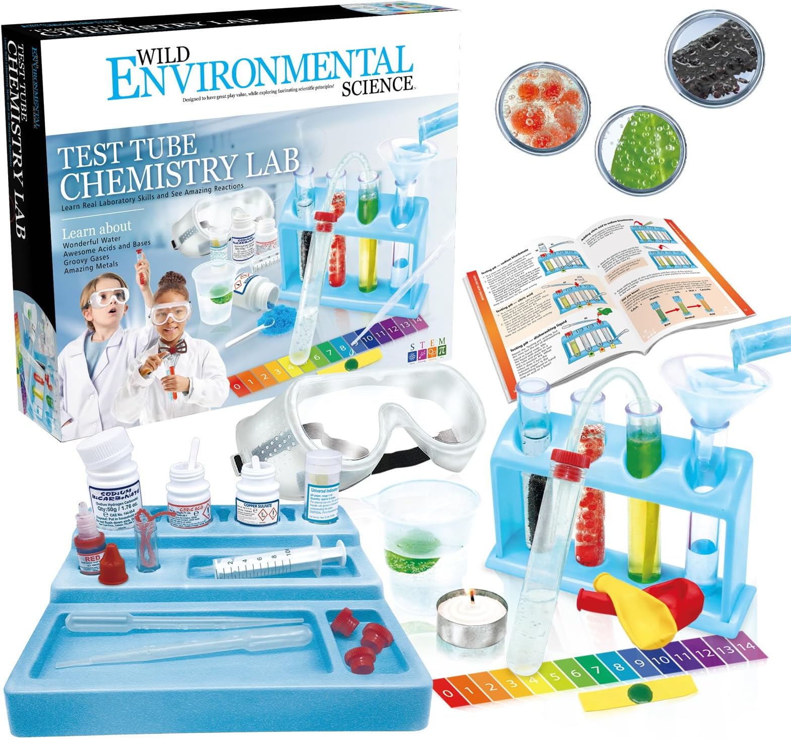 WILD ENVIRONMENTAL SCIENCE TEST TUBE CHEMISTRY LAB | Kids Toys for Science Experiments | Hands-On Lessons in Chemistry | Safe & Fun Educational Kit for Budding Chemists | For boys and girls Age 8+