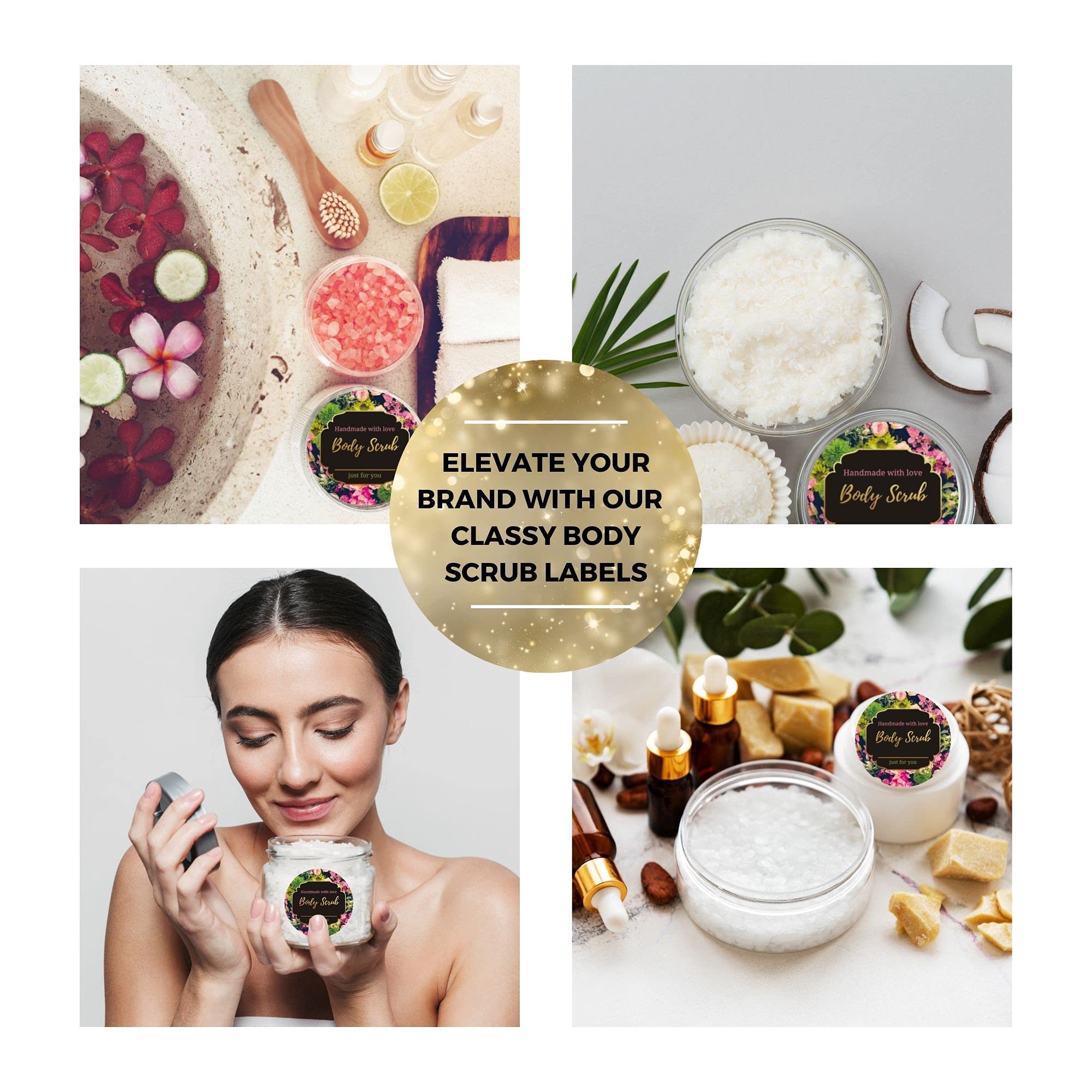 Mobiusea Creation Body Scrub Containers Labels Roll 2 Inch Gold