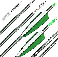 Vista 7 de Flechas de carbono de 31 pulgadas, flechas de caza de tiro con arco, 500 espina dorsal con plumas, flechas de práctica para tiro con arco compuesto