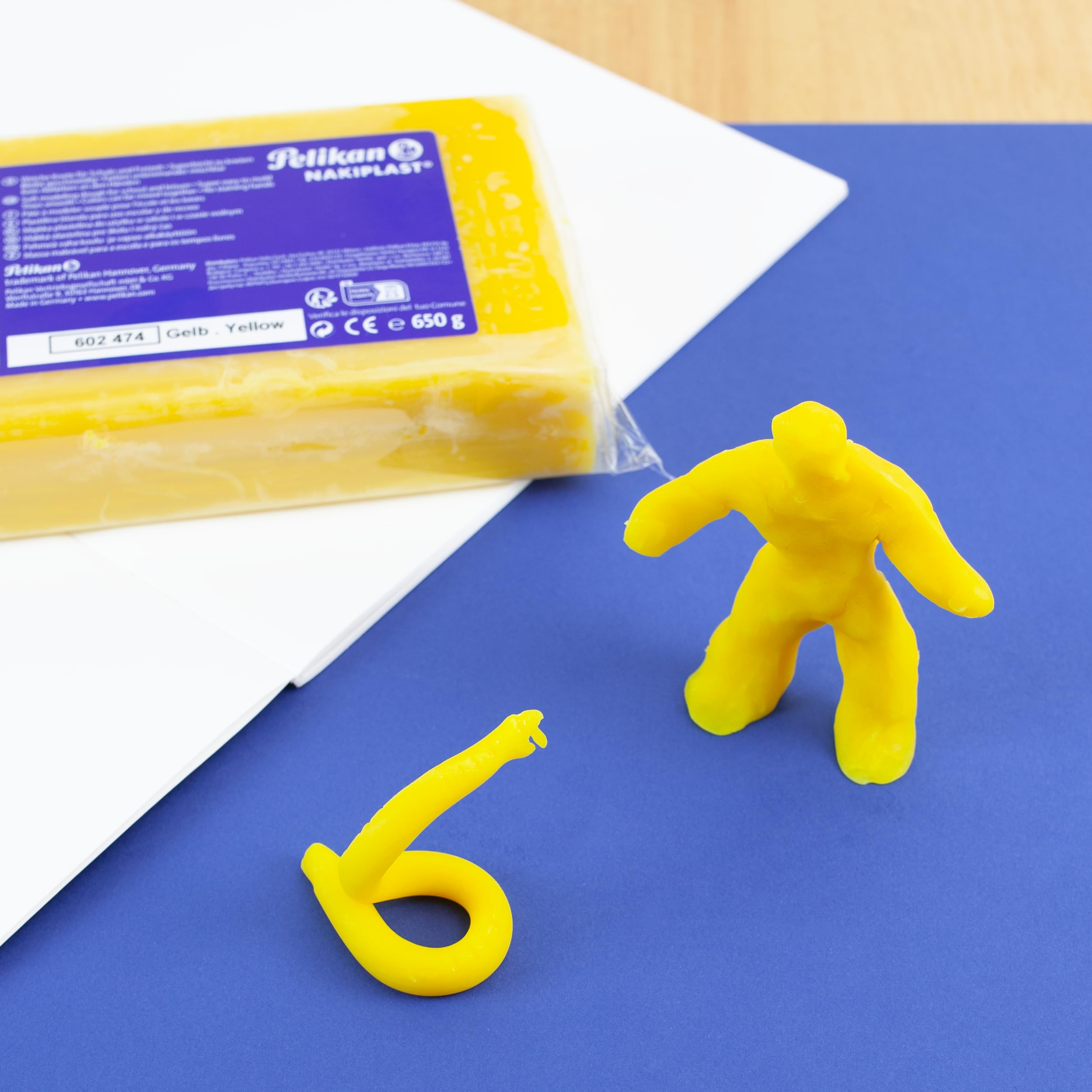 Pelikan® Plastelina Nakiplast wysokiej jakości | Gładka | Elastyczna | Niebrudząca | Kreatywna zabawa dla dzieci i dorosłych | Do szkoły przedszkola | 650g | Żółta