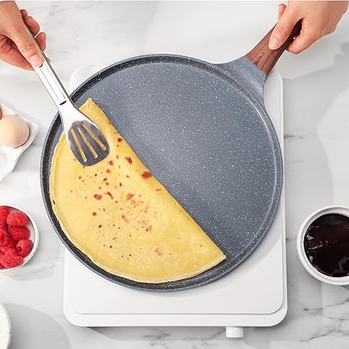 Miniatura 7 de SENSARTE Sartén antiadherente para crepé, sartén Dosa con revestimiento de granito suizo, sartén plana para panqueques, plancha Tawa de 12 pulgadas