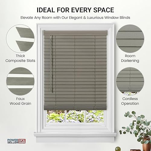 Miniatura 3 de PowerSellerUSA Persianas sin cordones, privacidad y oscurecimiento de la habitación, mini persiana de vinilo de 2 pulgadas de listones, tratamiento