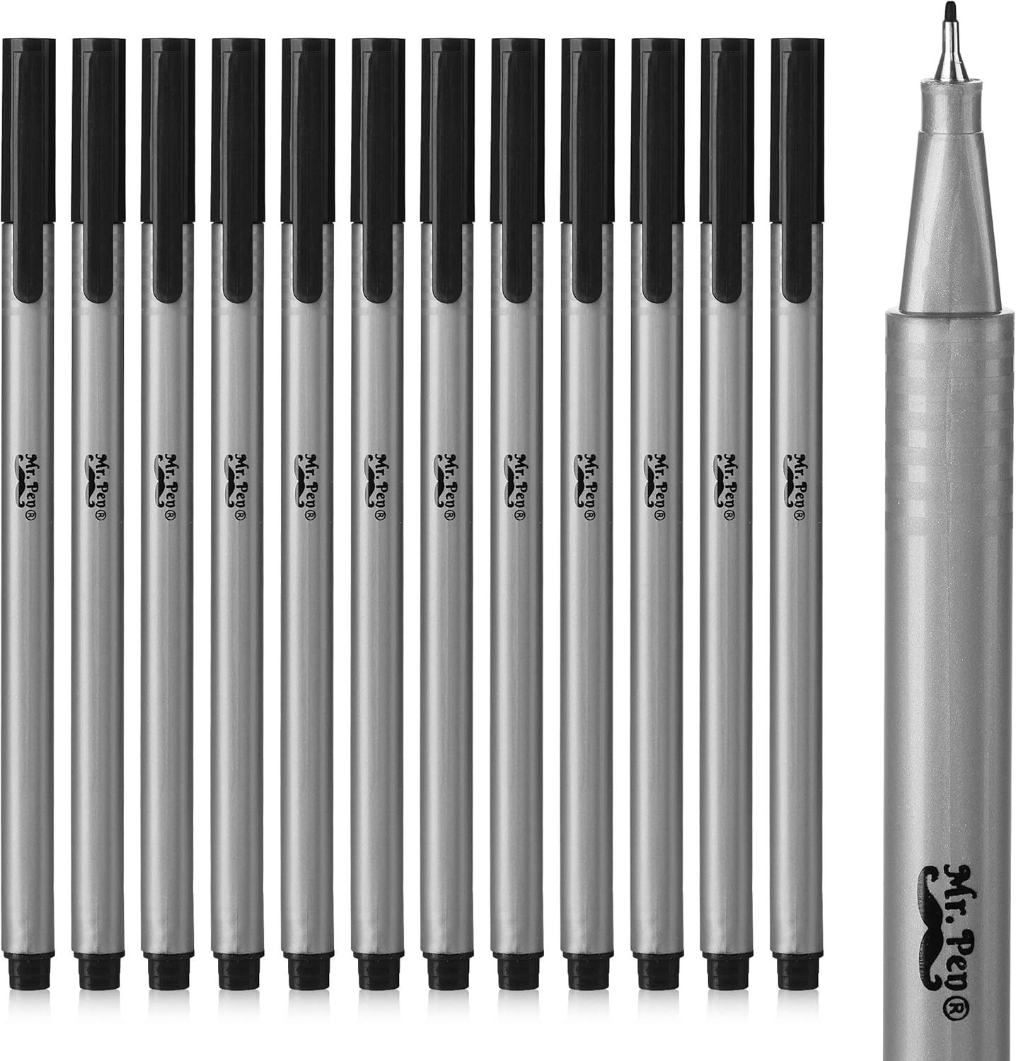 Mr. Pen Black Fineliner Pens, 12 Pack, Black fine point pens, Pens