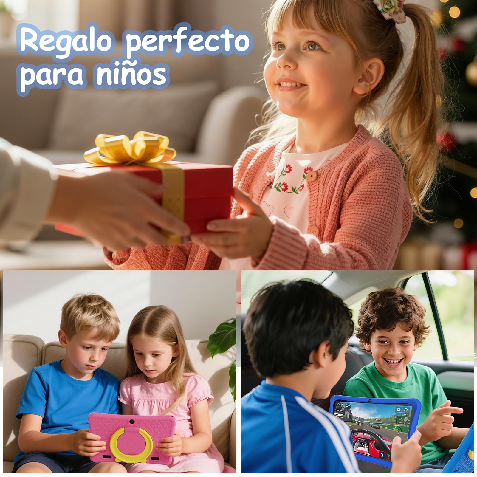 DigiLand Tableta para Niños de 10,1 Pulgadas, Tabletas Android 15 con Funda Protectora, 6+32GB,Pantalla IPS 1280*800,Cámara dual 2MP+5MP,6000mAh, Tableta Aprendizaje con Control Parental e iWawa(Azul)
