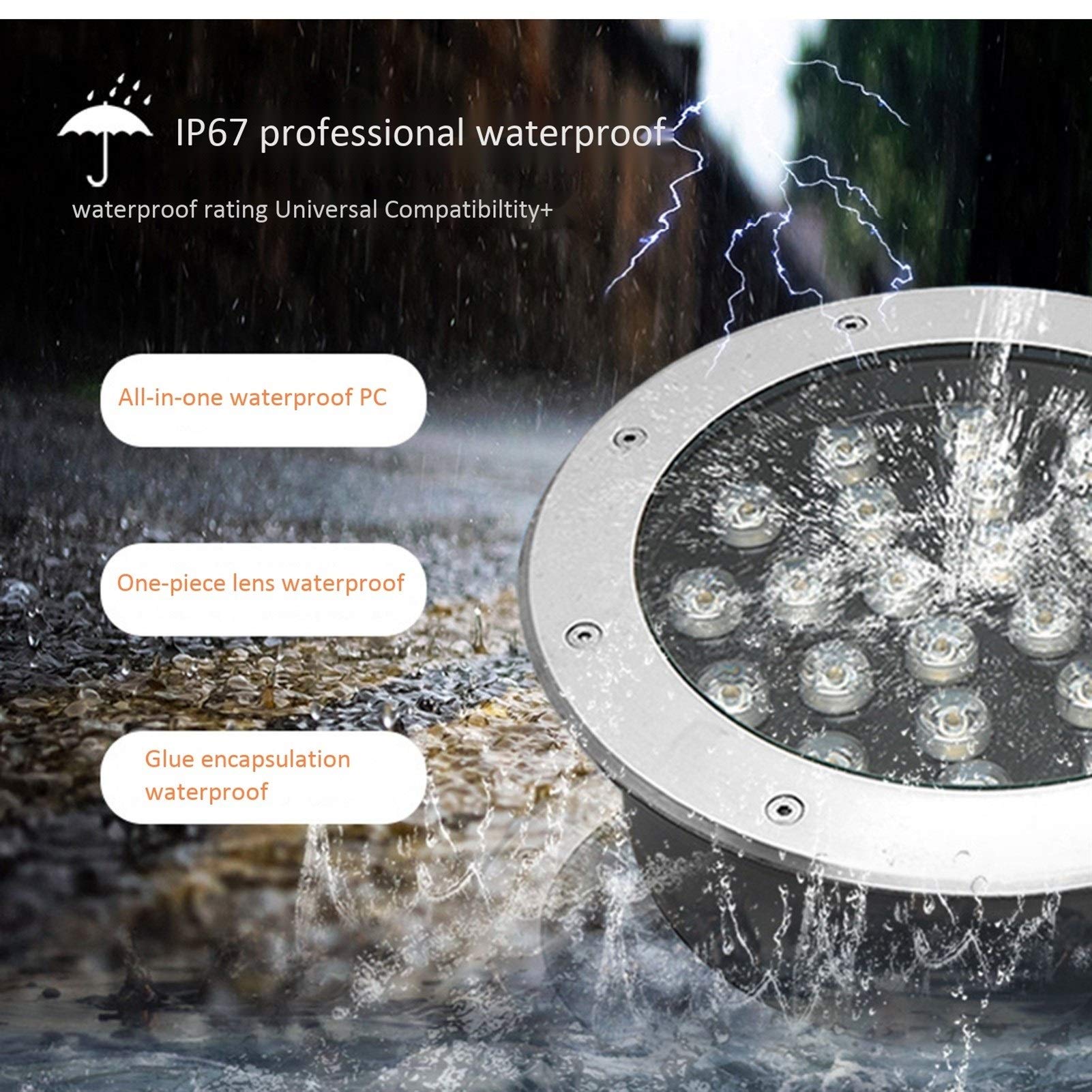 Luces subterráneas para cubierta, iluminación Exterior para paisajes, jardines, parques, césped, árboles, 8 niveles de potencia (24 V, RGB, 24 W)