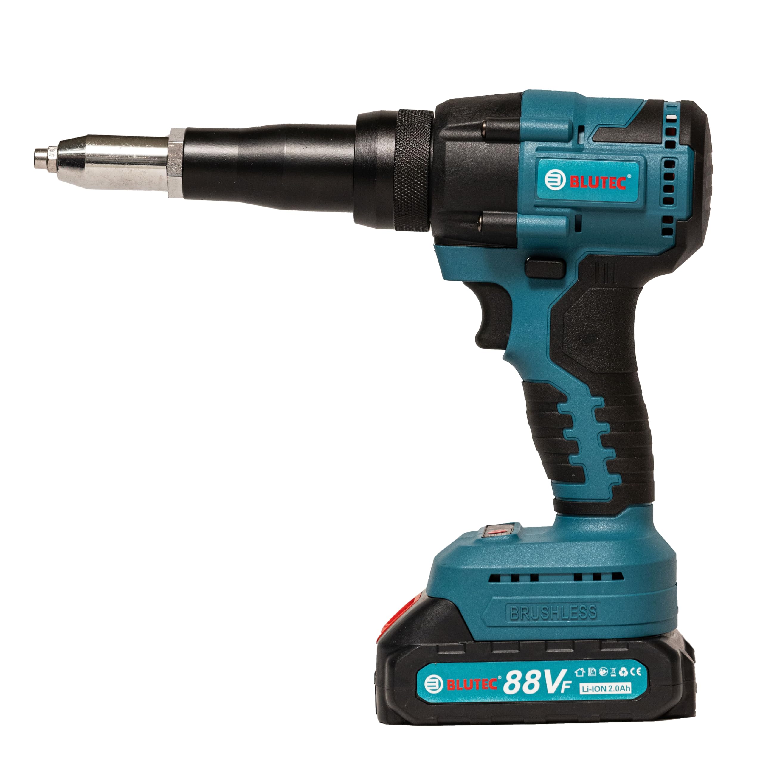 BLUTEC Cordless Rivet Gun BSB-CRM-88V, Pull Force 12000N, Riveting Ability 2.4-4.8mm, Copper Armature, fasten metal sheets, parts, create strong permanent joints, 2 Batteries, Charger, Spanner (B0DDQ9TR6D) Amazon Price History, Amazon Price Tracker