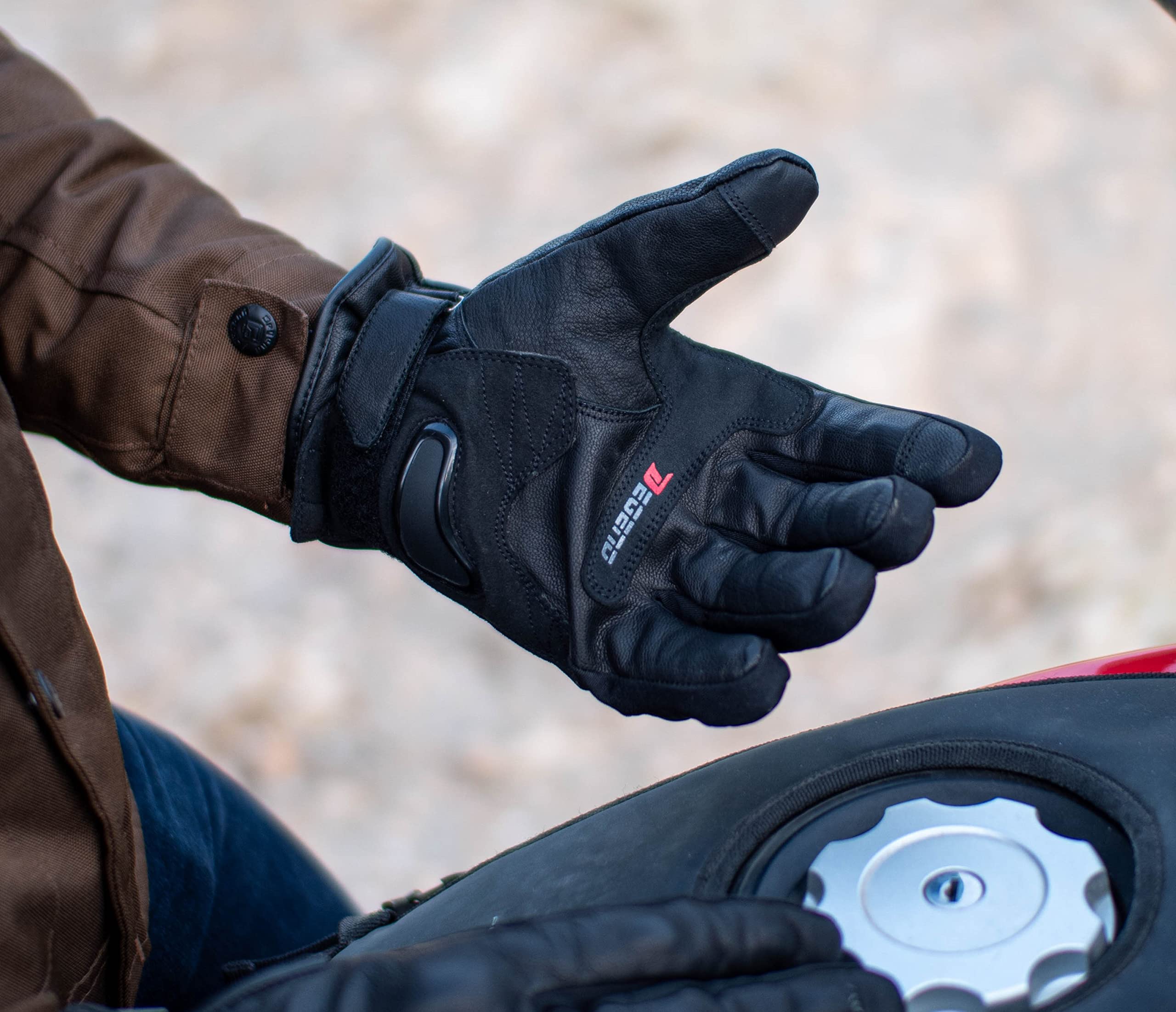 Indus | Winter-Motorradhandschuhe aus Leder, wind- und wasserdicht, 100% Ziegenleder mit Knöchel- und Fingerschutz | TPU- und 3M-Winterfutter | CE-geprüft – Motorradzubehör