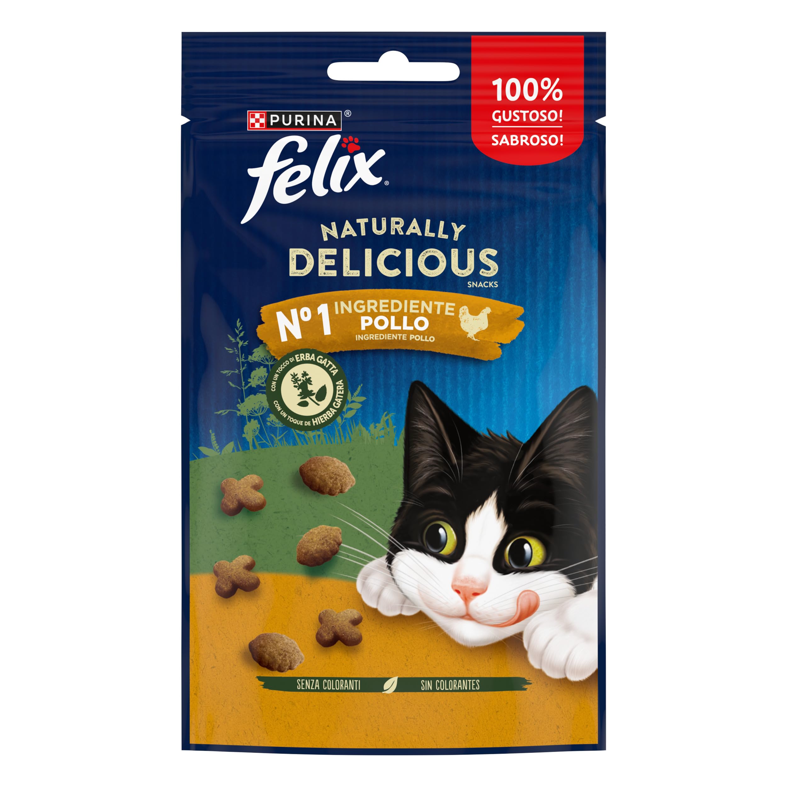 Purina Felix Naturally Delicious przekąski dla kota z kurczakiem, 8 torebek 50 g