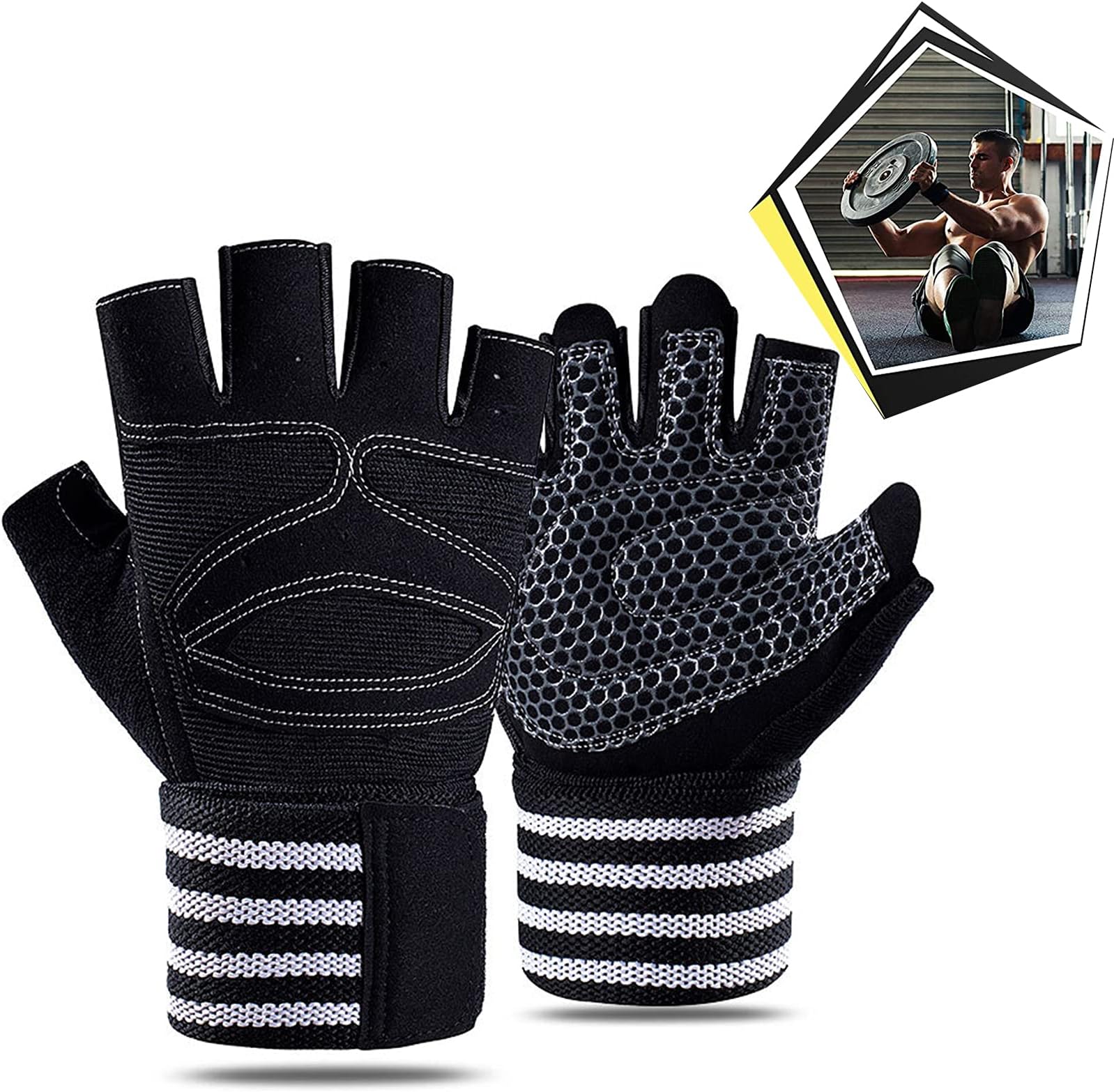 FIBOUNDGym Gloves,Training Gloves,No-Slip Silicone Padded Palm Protection and Extra Grip,Fitness Gloves for Men&Women,Weight Lifting Gloves,Open Workout Gloves,Gym Training Gloves,Sport Gloves-M
