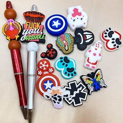 Miniatura 3 de 16 cuentas focales de silicona para bolígrafos, personajes, palabras divertidas, cuentas focales, dijes de silicona, kit de fabricación de llaveros