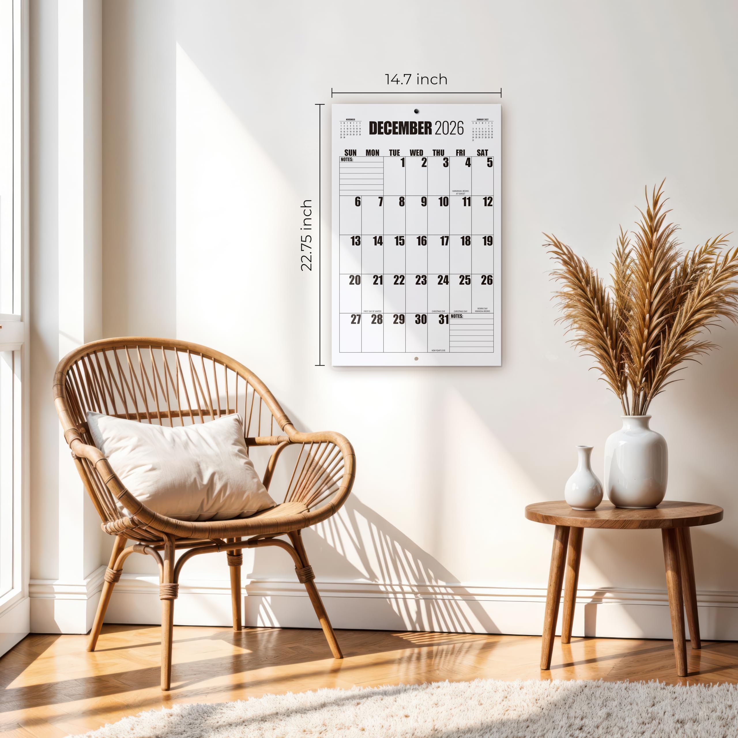 Grande calendario da parete 2026-2027, grande calendario va da gennaio 2026 a luglio 2027, 22 3/4 "x 14 3/4", grande griglia grande stampa grande calendario da parete perfetto per pianificare