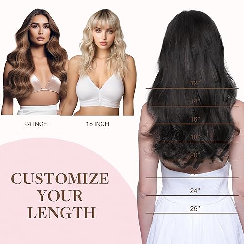 Miniatura 7 de GOO GOO Extensiones de cabello humano con alambre marrón oscuro, 100 g, 20 pulgadas, 100 g, extensiones de cabello lacio con alambre transparente