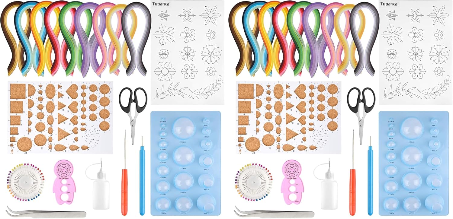 TUPARKA 19 Pcs Paper Quilling Kits 45 Colors 900 Strips Quilling Art Paper DIY Craft (Pack of 2)