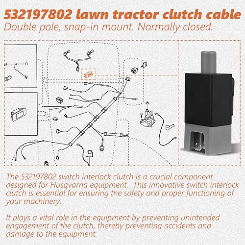 Miniatura 3 de MaxLLTo Reemplazo 532197802 Interruptor de enclavamiento de émbolo para John Deere GY20094 para Murray 094136 094136MA 94136 para Toro 99-7408