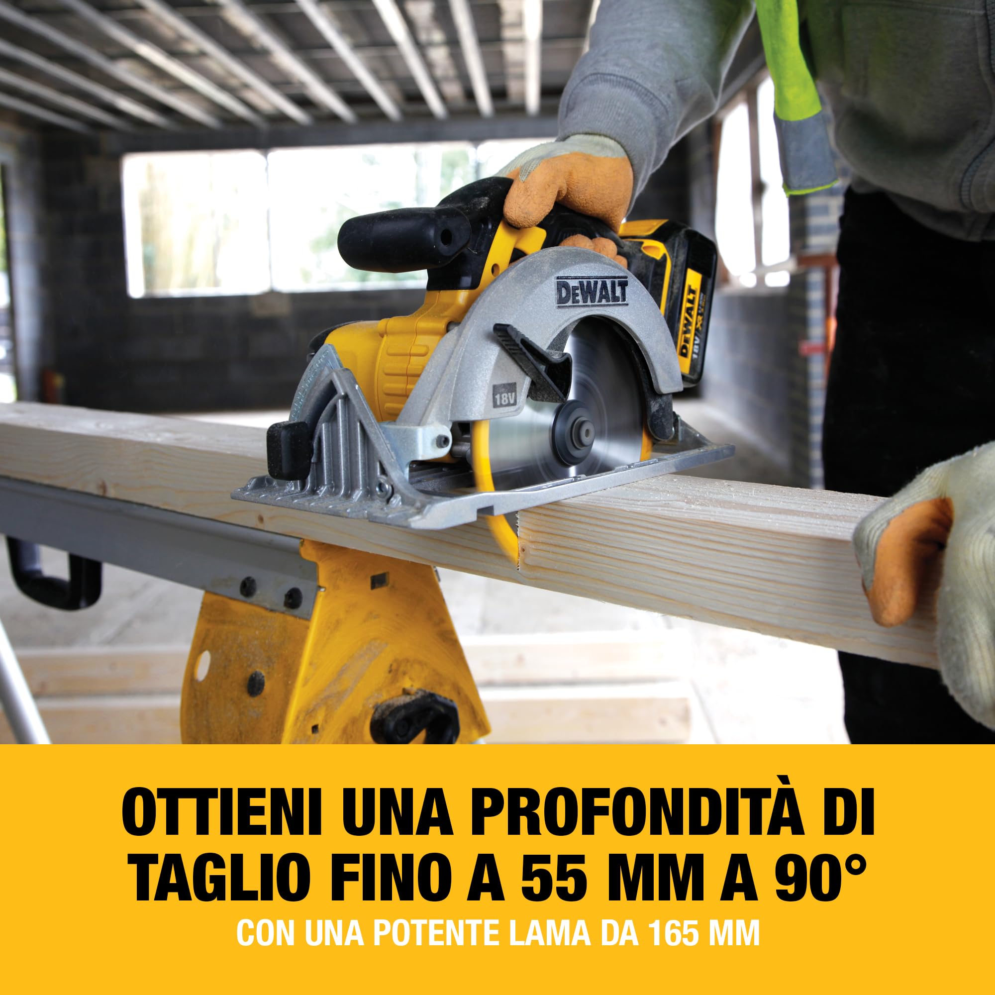DEWALT Sega circolare 165mm a batteria XR, in valigetta TSTAK senza batteria e caricabatterie, 18V, DCS391NT-XJ