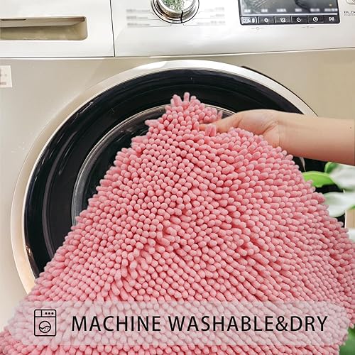 Miniatura 10 de Juego de 3 tapetes de baño de felpilla, superabsorbentes, parte trasera antideslizante de PVC fuerte, tapetes de baño para baño, felpa peluda,