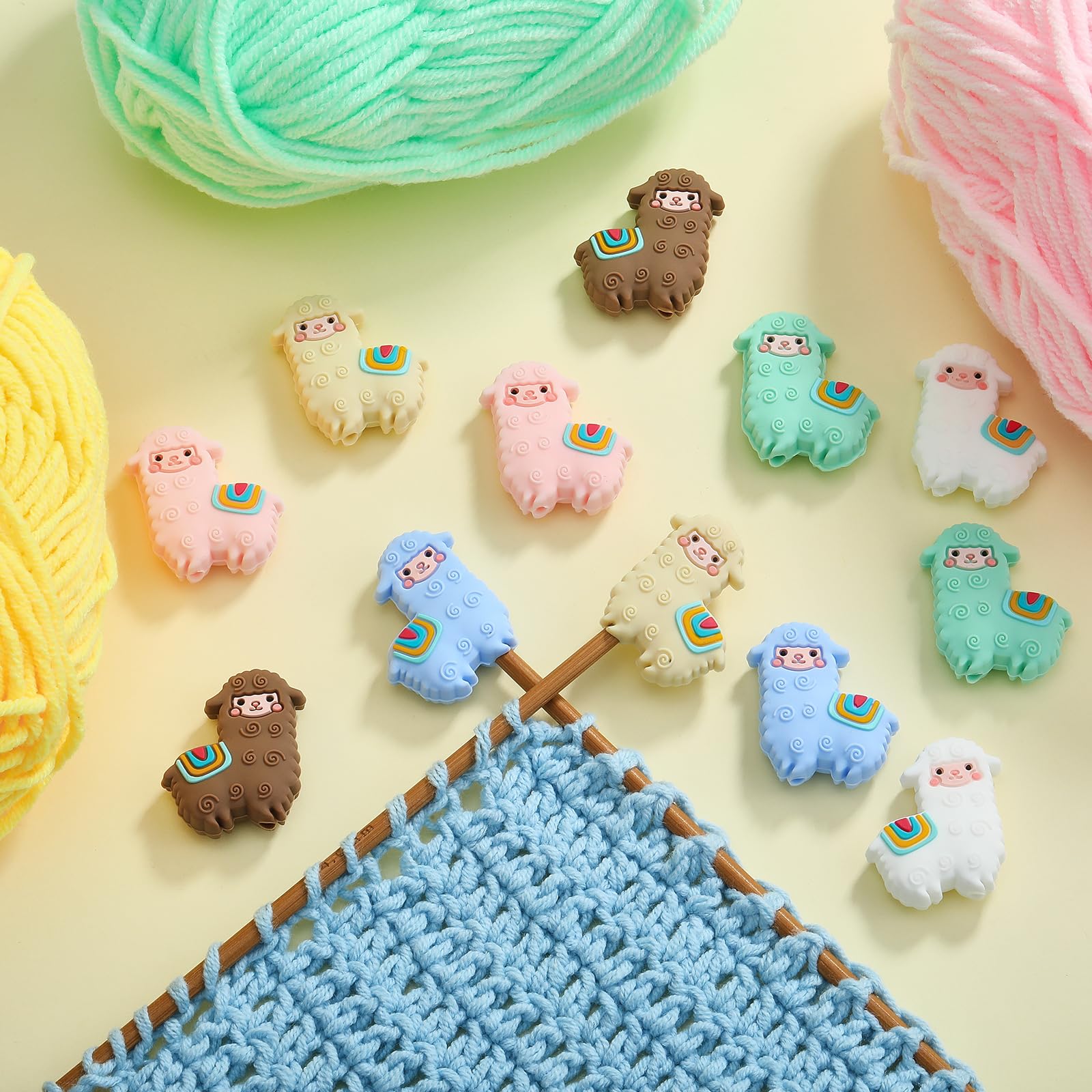 BEEFLYING 12 pcs Knitting Needle Caps Cute Alpaca Knitting Needle Stoppers Silicone Knitting Accessories fit Sizes 2.5-6 mm Needles for Knitting Craft DIY Art and Sewing - Image 4