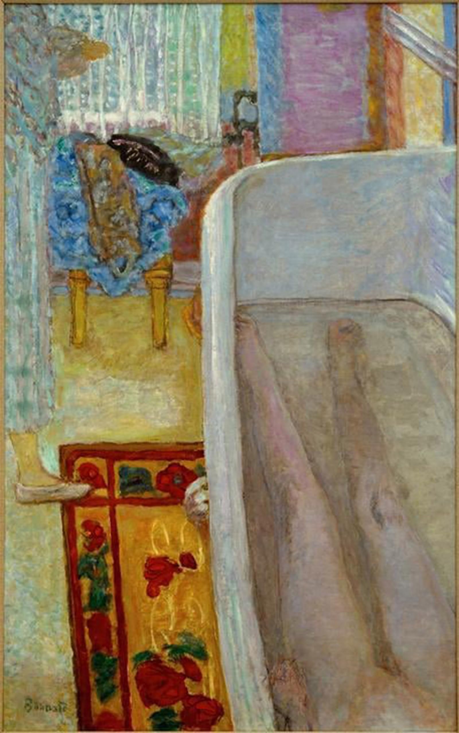 SERENDIPITP Retro Picture Poster Wall Art Pictures Painting in the Bathtub by Pierre Bonnard Wall Art Canvas Print for Wall Decor 60x90cm