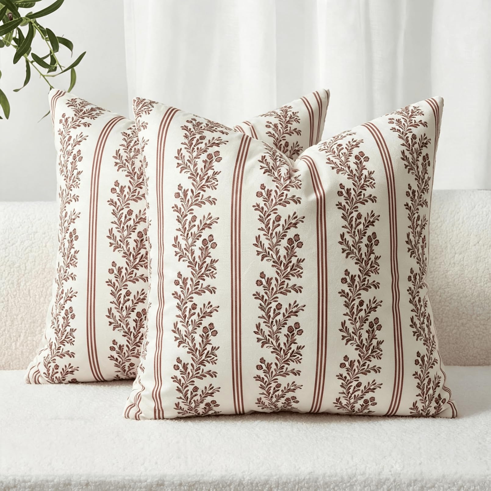 OYIMUA Velvet Cushion Covers 40x40cm Brown Set of 2