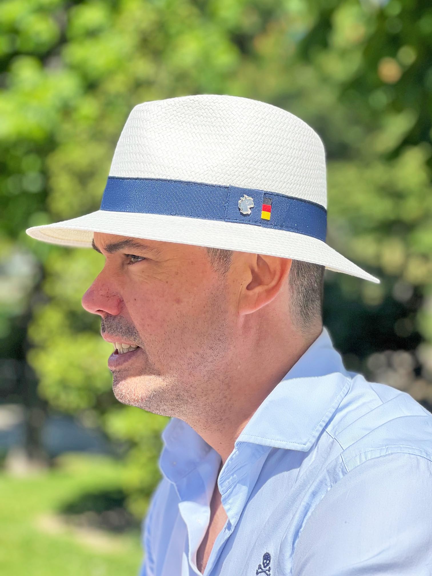 Patriia Panamahut mit Deutscher Flagge handgefertigt Strohhut für Herren Damen