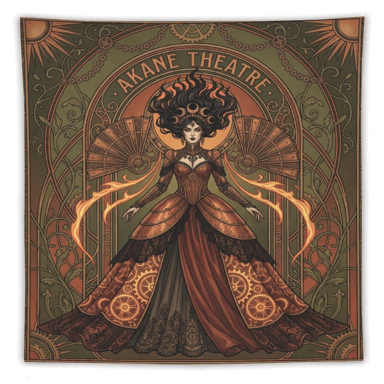 H3B8U2Y5 Art Nouveau Witch Wall Tapestry, Symbolist Art, Ceiling Hanging