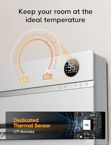 Miniatura 6 de Dreo Calentador de pared inteligente, calentador eléctrico para dormitorio de 1500 W, oscilación vertical de 120, termostato ajustable, control