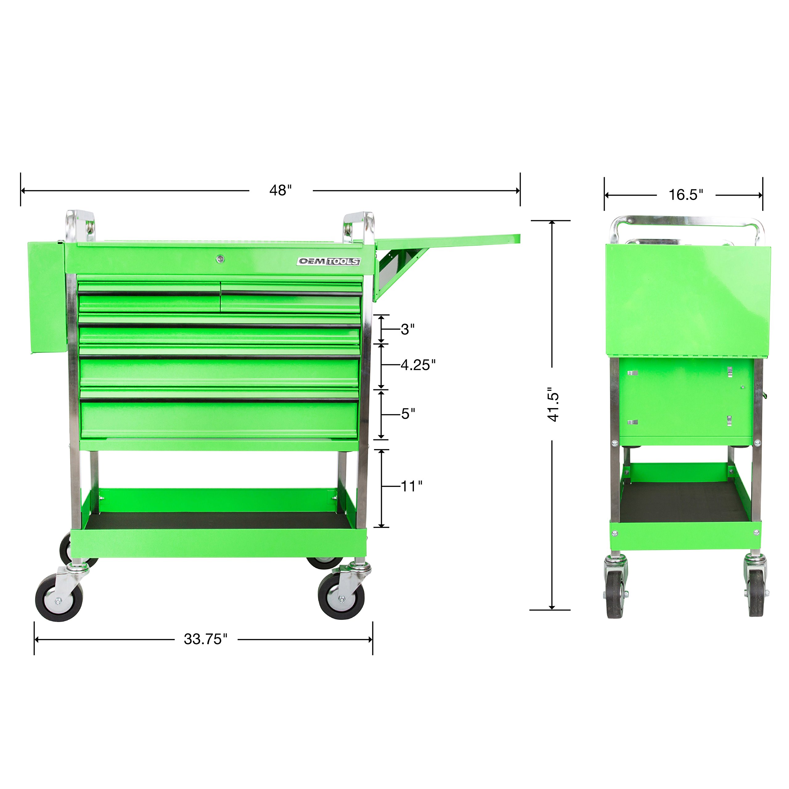 Buy OEMTOOLS 24570 Service Cart with Five Drawers and One Tray Mechanic’s Tool Box/Rolling