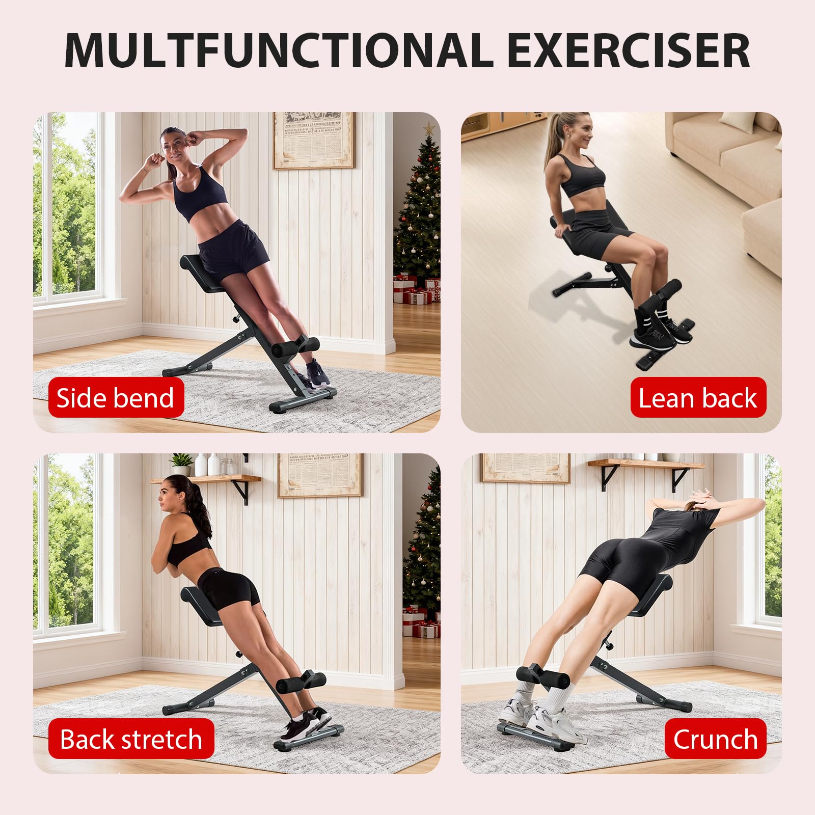 Hyperextension - Sedia romana pieghevole, allungamento della schiena e allenamento addominale, 5 sedie romane regolabili, panca per iperestensione, glutei, addominali, attrezzatura per esercizi a casa