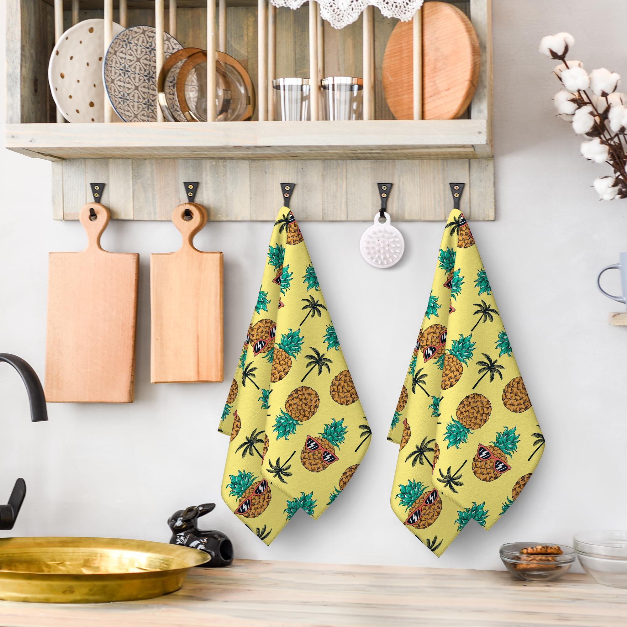 Lot De 2 Torchons De Cuisine Teckel Wiener - Serviettes Gaufrées Microfibre Absorbantes Pour Cuisine Et Salle De Bain 40,6 X 61 Cm