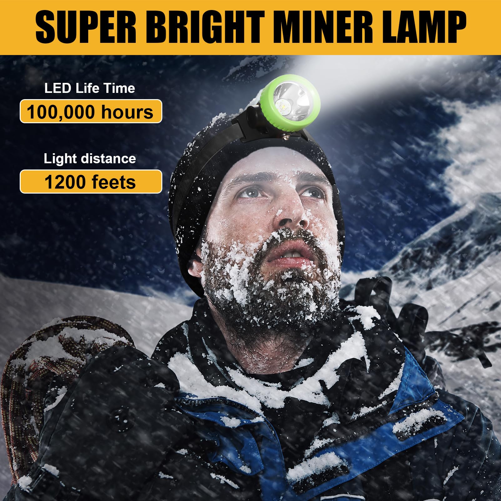 Lokilo Lampada frontale super luminosa con 1 + 6 LED, ricaricabile e impermeabile, con cappuccio minatore, lunga durata, leggera, perfetta per lavoro, campeggio, escursionismo e uso di emergenza, luce