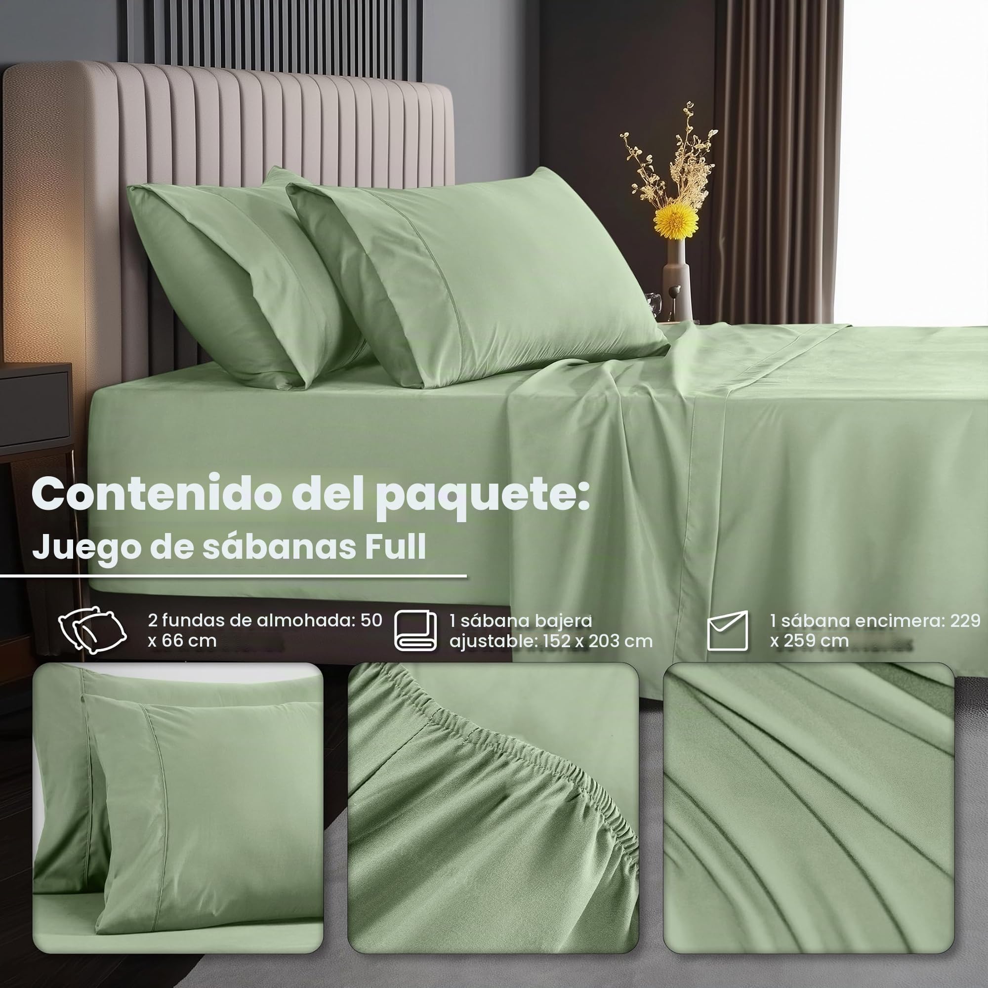 Utopia Bedding Juego de sábanas tamaño Queen, 4 Piezas de Microfibra Suave de Lujo con Bolsillos Profundos, Fundas de Almohada Bordadas, sábana Bajera con Bolsillo de Almacenamiento Lateral, sábana
