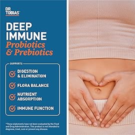 Dr. Tobias Deep Immune Probiotics & Prebiotics, Dual Action Digestion & Immune Support with PreforPro Prebiotics & Delayed Release Spore Forming Probiotics for Women & Men, 60 Capsules, 30 Servings