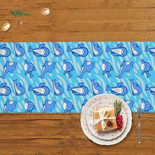 Miniatura 4 de Camino de mesa de Navidad de delfines azules, decoración de mesa de comedor, decoración de Navidad, decoración de interiores del hogar, caminos de