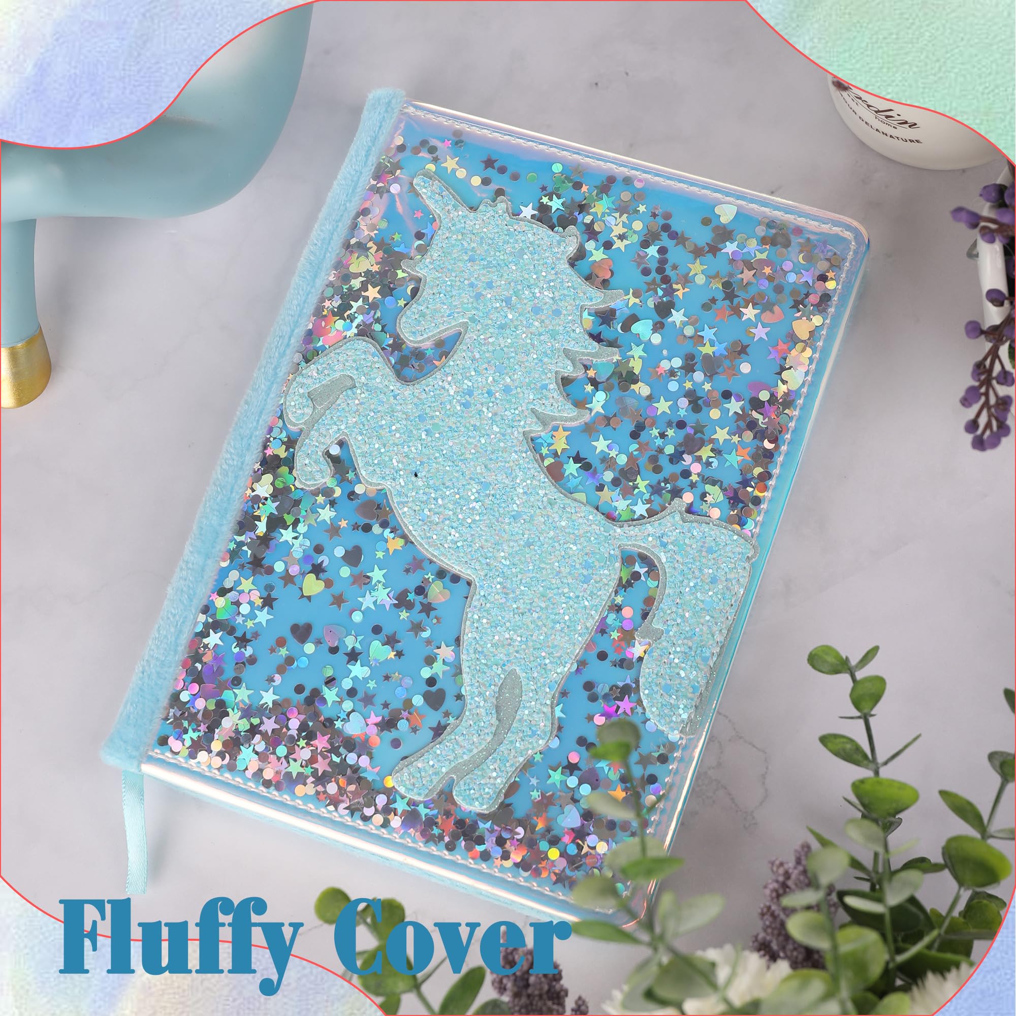 TIEFOSSI Unicorn Glitter Diary for Girls Gift for 6 7 8 9 10-12 Year Old Girl - Image 3