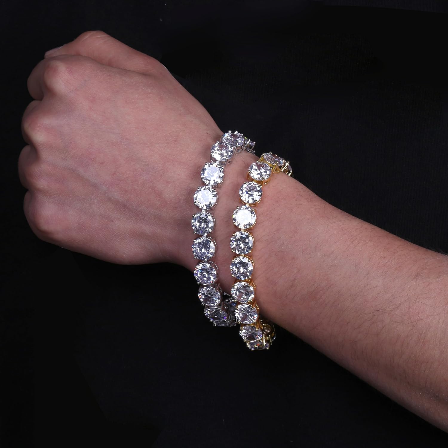 JINAO 8MM 10MM Tennis Bracelet 14K Gold Plated Iced Out 5A+ Cubic Zirconia Diamond Hip Hop Tennis Chain for Men Women