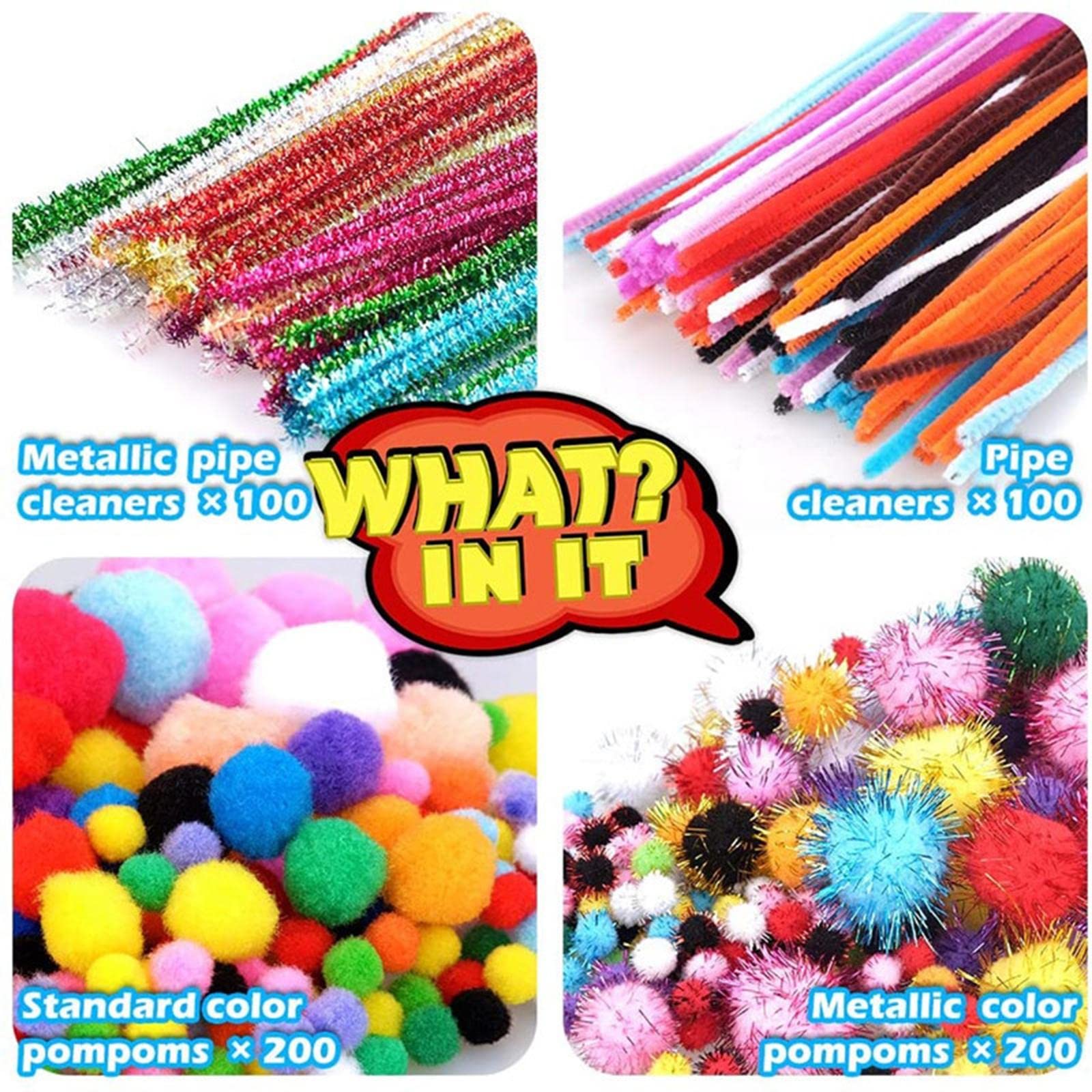 Qianly 1200 Stück Bastelset DIY Bastelmaterial Kinder Handarbeitsset Kreativset Kunsthandwerk Aus Plüsch für Talentförderung Heimdekoration, Mehrfarbig