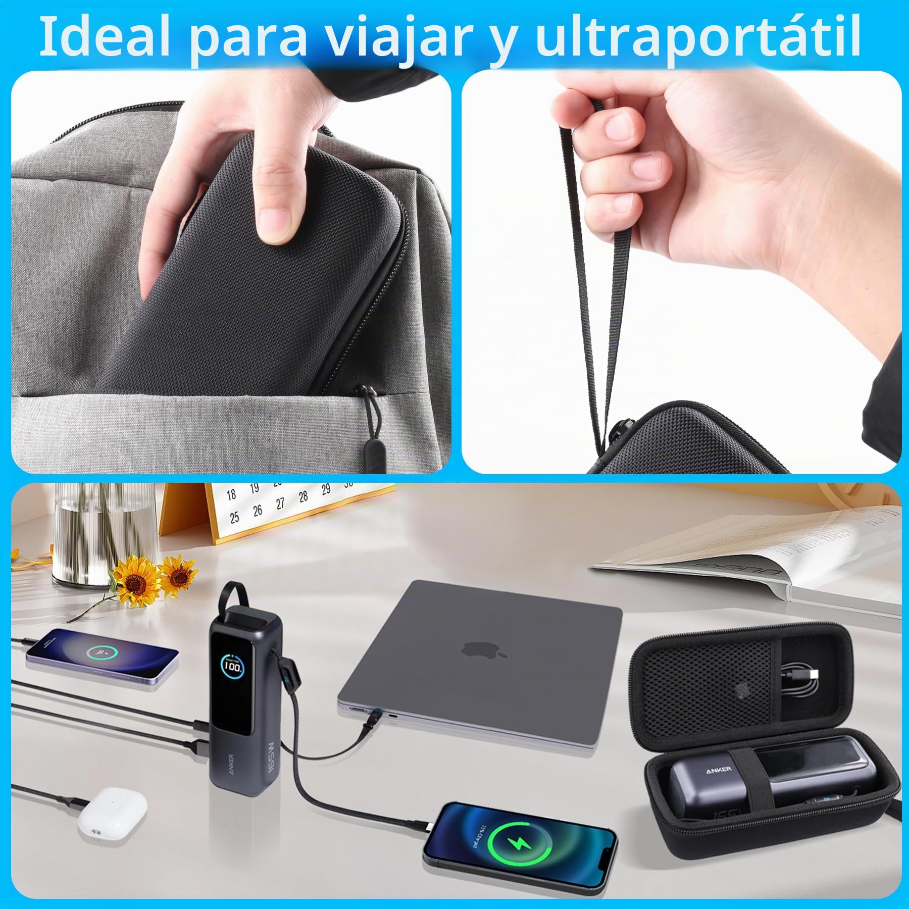 co2CREA Duro Viajar Caja Estuche Funda para Anker Laptop Power Bank, batería 25000mAh, Salida 165W Cargador Portátil (Solo Carcasa, sin Cargador Incluido)